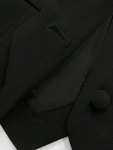 2pcs Women Casual Business Slim Fit V-Neck Vest Jacket And Short Pleated Skirt Set, Dress Up With Blazer, Suitable For Spring/Summer Commuter 2pcs Women Casual Business Slim Fit V-Neck Vest Jacket And Short Pleated Skirt Set, Dress Up With Blazer, Suitable For Spring/Summer Commuter