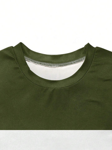 2pcs Women Contrast Stripe Round Neck Fitted Top And Pants Casual Suit For Autumn 2pcs Women Contrast Stripe Round Neck Fitted Top And Pants Casual Suit For Autumn