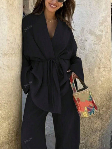 2pcs Women New Style Top And Straight Leg Pants Set 2pcs Women New Style Top And Straight Leg Pants Set