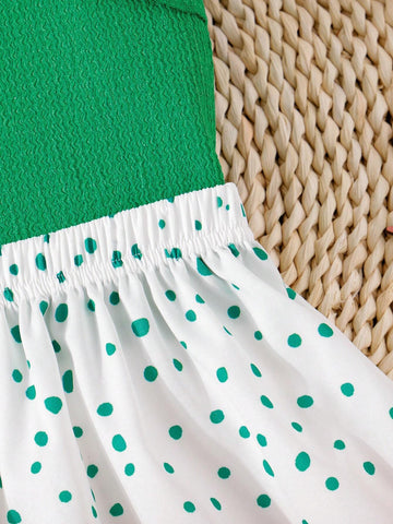 2pcs Young Girl Skirt Set, Summer Casual Outdoor Vacation Style Plant Printed Sleeveless Top And Printed Skirt Set 2pcs Young Girl Skirt Set, Summer Casual Outdoor Vacation Style Plant Printed Sleeveless Top And Printed Skirt Set