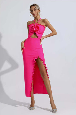 Francesca Rose Red Floral Ruched Maxi Dress Francesca Rose Red Floral Ruched Maxi Dress