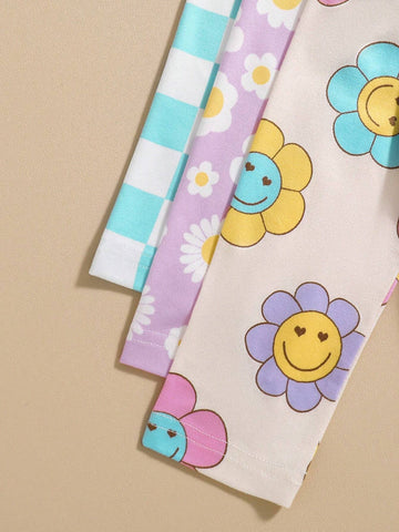 3pcs/Set Young Girl Cute Casual Floral & Checkerboard Print Long Sleeve Ruffle Hem Dress Outfit, Spring/Autumn 3pcs/Set Young Girl Cute Casual Floral & Checkerboard Print Long Sleeve Ruffle Hem Dress Outfit, Spring/Autumn