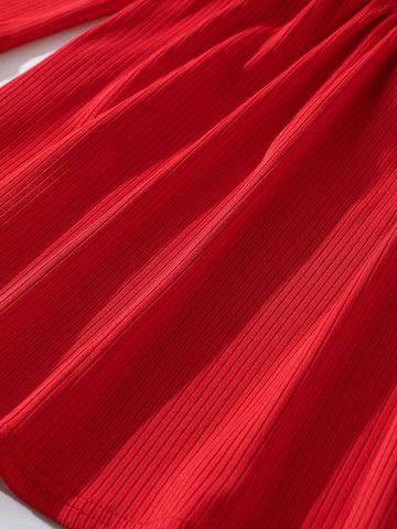 3pcs Girls Basic Ribbed Long Sleeve Casual Dress Sets. Suitable For Girls' Daily Casual Wear 3pcs Girls Basic Ribbed Long Sleeve Casual Dress Sets. Suitable For Girls' Daily Casual Wear