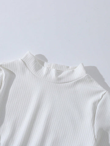 3pcs Girls Basic Ribbed Long Sleeve Casual Dress Sets. Suitable For Girls' Daily Casual Wear 3pcs Girls Basic Ribbed Long Sleeve Casual Dress Sets. Suitable For Girls' Daily Casual Wear