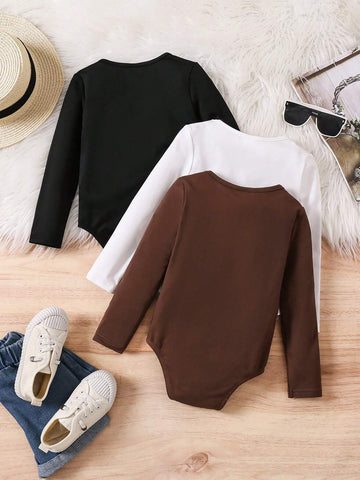 3pcs Set Young Girl Knit Solid Mock Neck Fitted Casual Jumpsuit 3pcs Set Young Girl Knit Solid Mock Neck Fitted Casual Jumpsuit