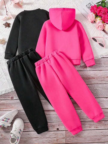 3pcs Toddler Unicorn Print Fleece Sweatshirt, Hooded Sweatshirt And Sweatpants Set 3pcs Toddler Unicorn Print Fleece Sweatshirt, Hooded Sweatshirt And Sweatpants Set