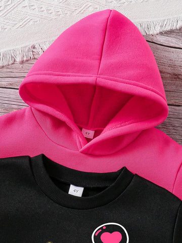 3pcs Toddler Unicorn Print Fleece Sweatshirt, Hooded Sweatshirt And Sweatpants Set 3pcs Toddler Unicorn Print Fleece Sweatshirt, Hooded Sweatshirt And Sweatpants Set