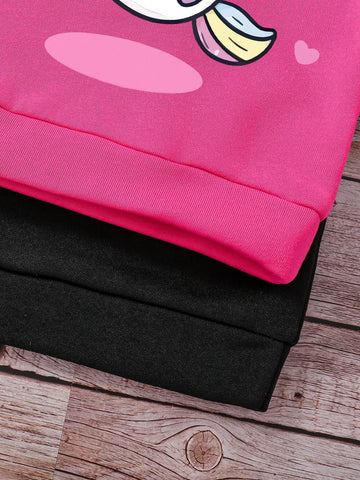 3pcs Toddler Unicorn Print Fleece Sweatshirt, Hooded Sweatshirt And Sweatpants Set 3pcs Toddler Unicorn Print Fleece Sweatshirt, Hooded Sweatshirt And Sweatpants Set