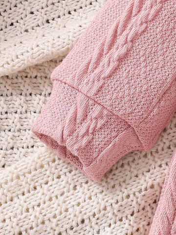 3pcs Young Girl Comfy Casual Solid Color Wheat Texture Knitted Stand Collar Long Sleeve Dress 3pcs Young Girl Comfy Casual Solid Color Wheat Texture Knitted Stand Collar Long Sleeve Dress