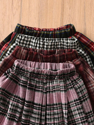4pcs/Set Girls Plaid Pleated Mini Skirts 4pcs/Set Girls Plaid Pleated Mini Skirts