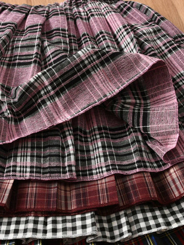 4pcs/Set Girls Plaid Pleated Mini Skirts 4pcs/Set Girls Plaid Pleated Mini Skirts