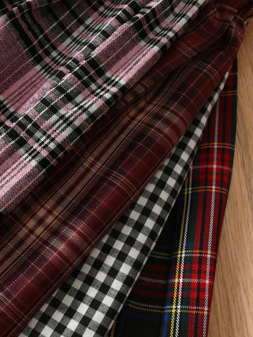 4pcs/Set Girls Plaid Pleated Mini Skirts 4pcs/Set Girls Plaid Pleated Mini Skirts