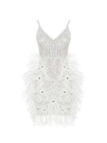 Bronte Pearl Sequin Feather Mini Dress Bronte Pearl Sequin Feather Mini Dress