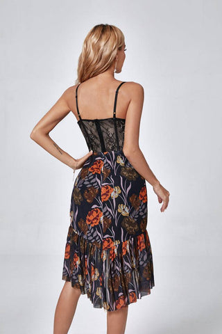 Brooklyn Floral Mesh Corset High Slit Dress Brooklyn Floral Mesh Corset High Slit Dress