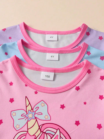 6pcs Girls Cartoon Rainbow Unicorn Print Sleepwear Set, Including 2pcs Long Sleeve Top And Long Pants 6pcs Girls Cartoon Rainbow Unicorn Print Sleepwear Set, Including 2pcs Long Sleeve Top And Long Pants