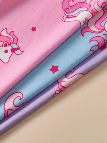 6pcs Girls Cartoon Rainbow Unicorn Print Sleepwear Set, Including 2pcs Long Sleeve Top And Long Pants 6pcs Girls Cartoon Rainbow Unicorn Print Sleepwear Set, Including 2pcs Long Sleeve Top And Long Pants