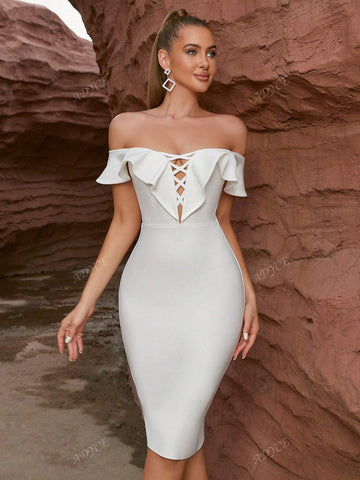 ADYCE 1pc Ruffle Ruffled Backless Bodycon Bandage Cocktail Party Dress For Women ADYCE 1pc Ruffle Ruffled Backless Bodycon Bandage Cocktail Party Dress For Women