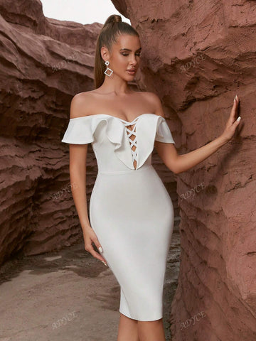 ADYCE 1pc Ruffle Ruffled Backless Bodycon Bandage Cocktail Party Dress For Women ADYCE 1pc Ruffle Ruffled Backless Bodycon Bandage Cocktail Party Dress For Women