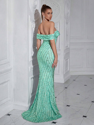 ADYCE Sequined One Shoulder Backless Mermaid Party Evening Dress ADYCE Sequined One Shoulder Backless Mermaid Party Evening Dress