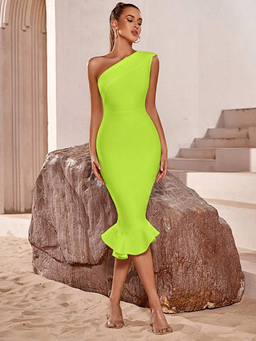 ADYCE Sleeveless One Shoulder Bandage Mermaid Dress For Proms And Parties ADYCE Sleeveless One Shoulder Bandage Mermaid Dress For Proms And Parties