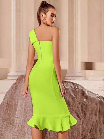 ADYCE Sleeveless One Shoulder Bandage Mermaid Dress For Proms And Parties ADYCE Sleeveless One Shoulder Bandage Mermaid Dress For Proms And Parties