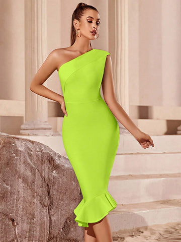 ADYCE Sleeveless One Shoulder Bandage Mermaid Dress For Proms And Parties ADYCE Sleeveless One Shoulder Bandage Mermaid Dress For Proms And Parties