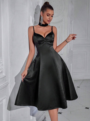 ADYCE Spaghetti Strap Sweetheart Neckline High Waist Big Swing Backless Party Prom Dress ADYCE Spaghetti Strap Sweetheart Neckline High Waist Big Swing Backless Party Prom Dress