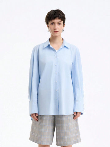 Aalyst Women's Minimalist Solid Color Elegant Casual Business Comfortable Loose Raglan Long Sleeve Shirt, Spring/Autumn Aalyst Women's Minimalist Solid Color Elegant Casual Business Comfortable Loose Raglan Long Sleeve Shirt, Spring/Autumn