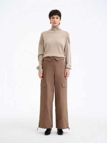 Aalyst Woven Fold-Over Waist Pocket Relaxed Fit Trousers Aalyst Woven Fold-Over Waist Pocket Relaxed Fit Trousers