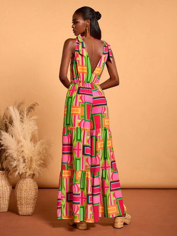 Abeille Creations Women Multi-Color Abstract Art Printed Jumpsuit Sexy Summer Vacation Beach Abeille Creations Women Multi-Color Abstract Art Printed Jumpsuit Sexy Summer Vacation Beach