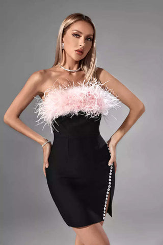 Adelaide Pink Feather Mini Dress Adelaide Pink Feather Mini Dress