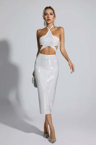 Adriana White Diamante Midi Dress Adriana White Diamante Midi Dress