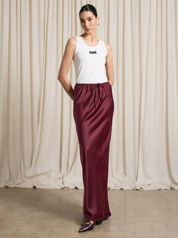 AiiRZ Cut Tie And Drawstring Maxi Skirt AiiRZ Cut Tie And Drawstring Maxi Skirt