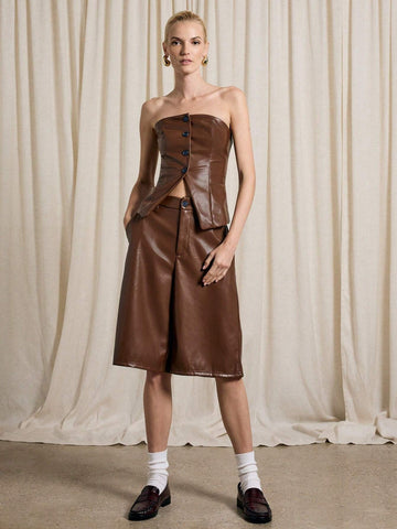 AiiRZ Faux Leather Bermuda Short Set AiiRZ Faux Leather Bermuda Short Set