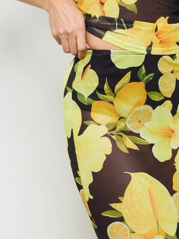 AiiRZ Floral Sheer Mesh Mermaid Maxi Skirt AiiRZ Floral Sheer Mesh Mermaid Maxi Skirt