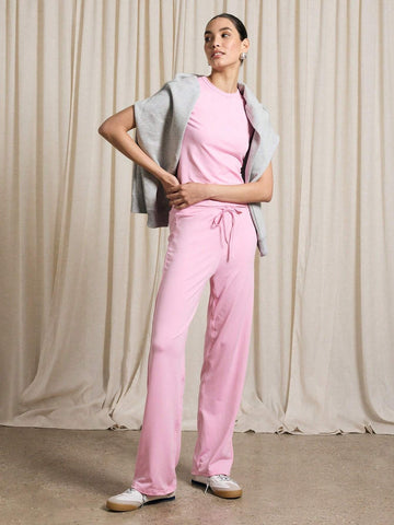 AiiRZ Wide Leg Pant And Crew Neck T-Shirt Lounge Co Ord AiiRZ Wide Leg Pant And Crew Neck T-Shirt Lounge Co Ord