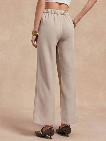 Almamuse Women Plain Front Button Pocket Minimalist Long Pants,Casual Daily Wear Almamuse Women Plain Front Button Pocket Minimalist Long Pants,Casual Daily Wear