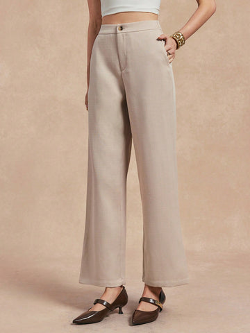 Almamuse Women Plain Front Button Pocket Minimalist Long Pants,Casual Daily Wear Almamuse Women Plain Front Button Pocket Minimalist Long Pants,Casual Daily Wear