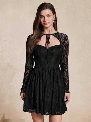 Almamuse Women's Elegant Lace Hollow Out Dress Almamuse Women's Elegant Lace Hollow Out Dress