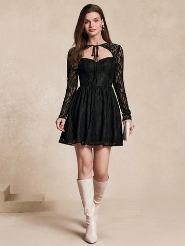 Almamuse Women's Elegant Lace Hollow Out Dress Almamuse Women's Elegant Lace Hollow Out Dress