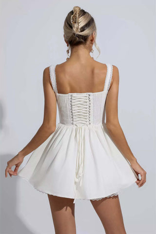 Amanda White Lace Ruched Mini Dress Amanda White Lace Ruched Mini Dress