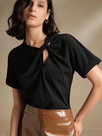 New Summer Handmade Twist Short Sleeve T-Shirt New Summer Handmade Twist Short Sleeve T-Shirt