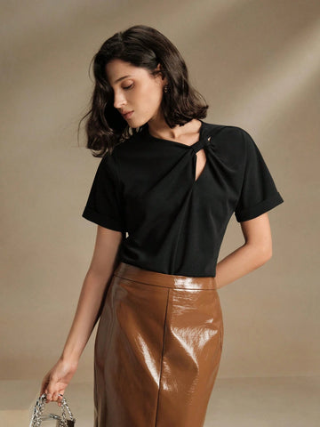 New Summer Handmade Twist Short Sleeve T-Shirt New Summer Handmade Twist Short Sleeve T-Shirt