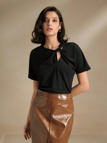 New Summer Handmade Twist Short Sleeve T-Shirt New Summer Handmade Twist Short Sleeve T-Shirt