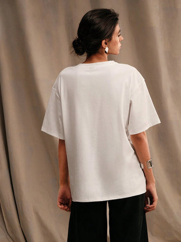 Feather Eye Design Women's White Cotton T-Shirt Feather Eye Design Women's White Cotton T-Shirt