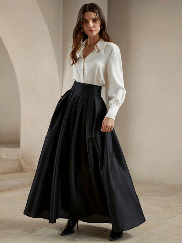 Anewsta High-Waisted Elegant Puff Skirt, Royal Style Anewsta High-Waisted Elegant Puff Skirt, Royal Style