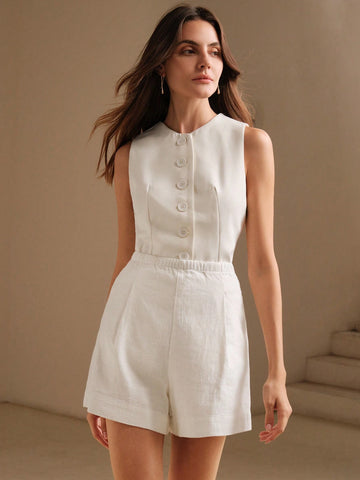 Anewsta Linen Comfortable Loose Leg Shorts Anewsta Linen Comfortable Loose Leg Shorts