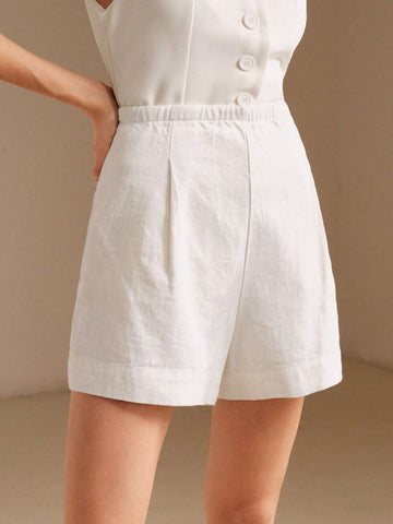 Anewsta Linen Comfortable Loose Leg Shorts Anewsta Linen Comfortable Loose Leg Shorts