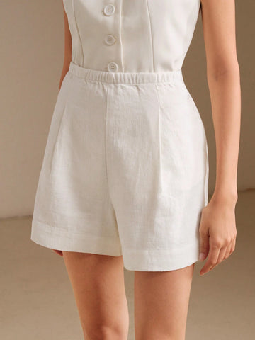 Anewsta Linen Comfortable Loose Leg Shorts Anewsta Linen Comfortable Loose Leg Shorts