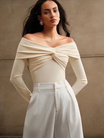 Anewsta Premium Sexy Open Shoulder Knotted Romper Anewsta Premium Sexy Open Shoulder Knotted Romper